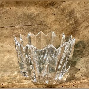 Orrefors Crystal Fleur Bowl by Jan Johansson Signed 1980s Sweden